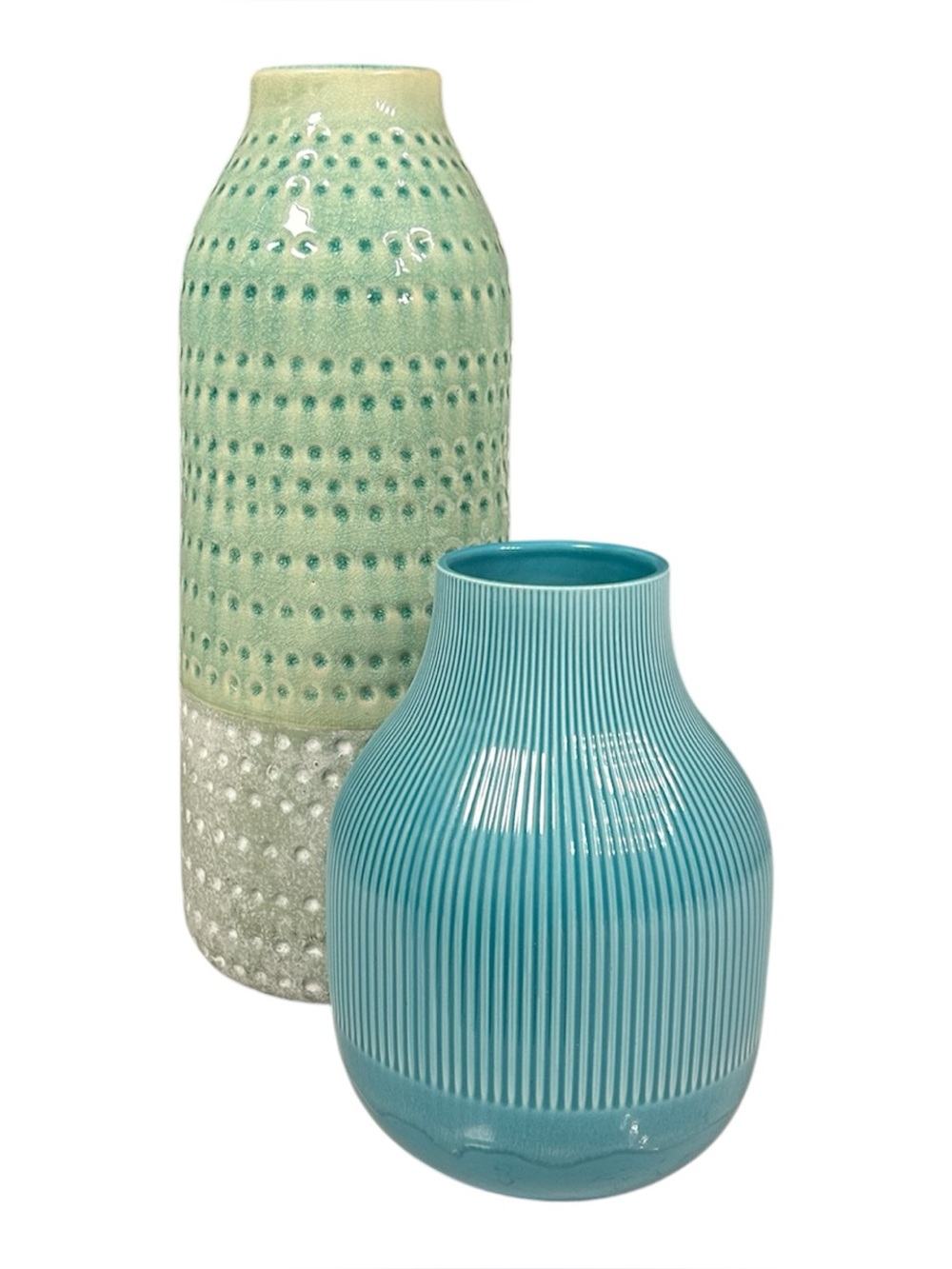 Ceramic Decorative Vase Set - Mint Green & Teal
